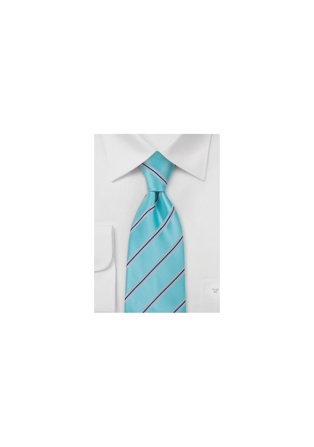 Aqua Blue Striped Mens Tie