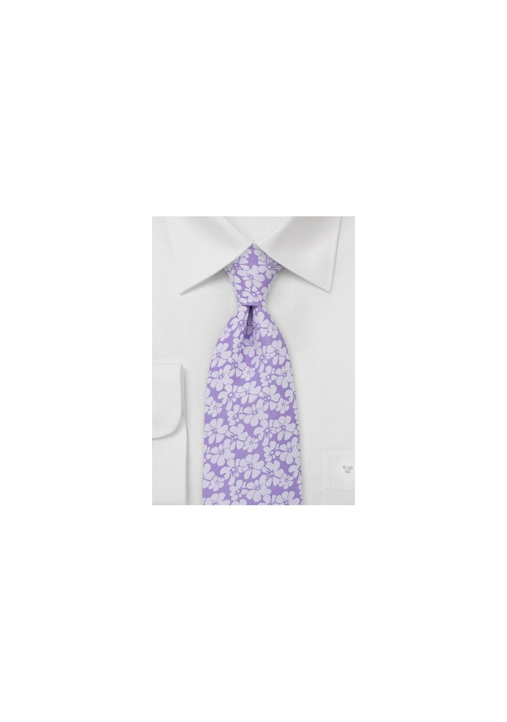 Lavender Tie with Hibiscus Flowers