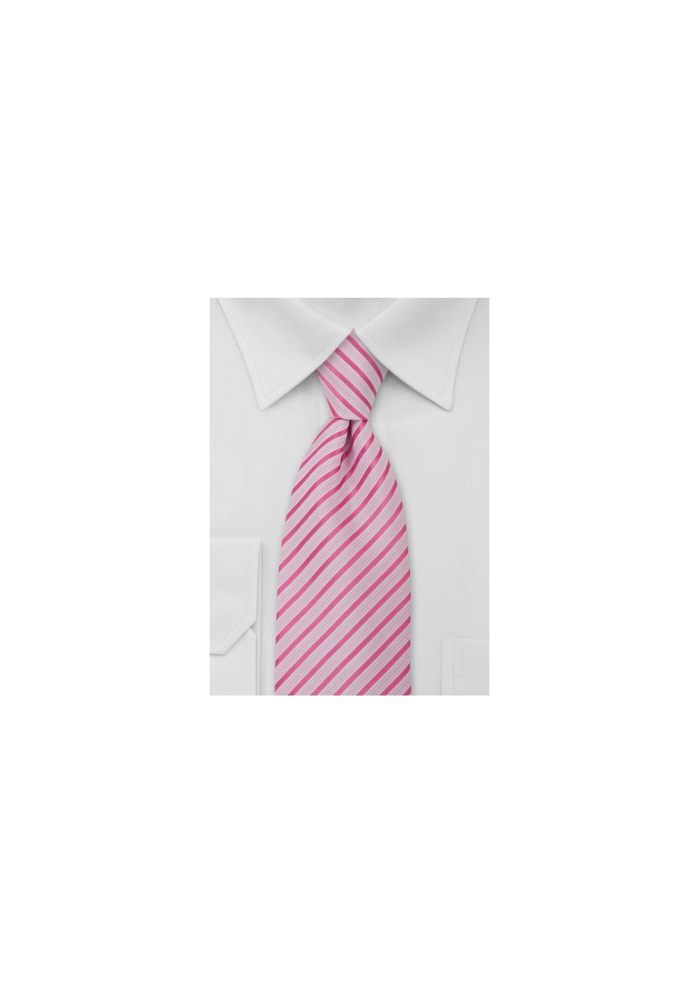 Striped Tie Hot Pink White