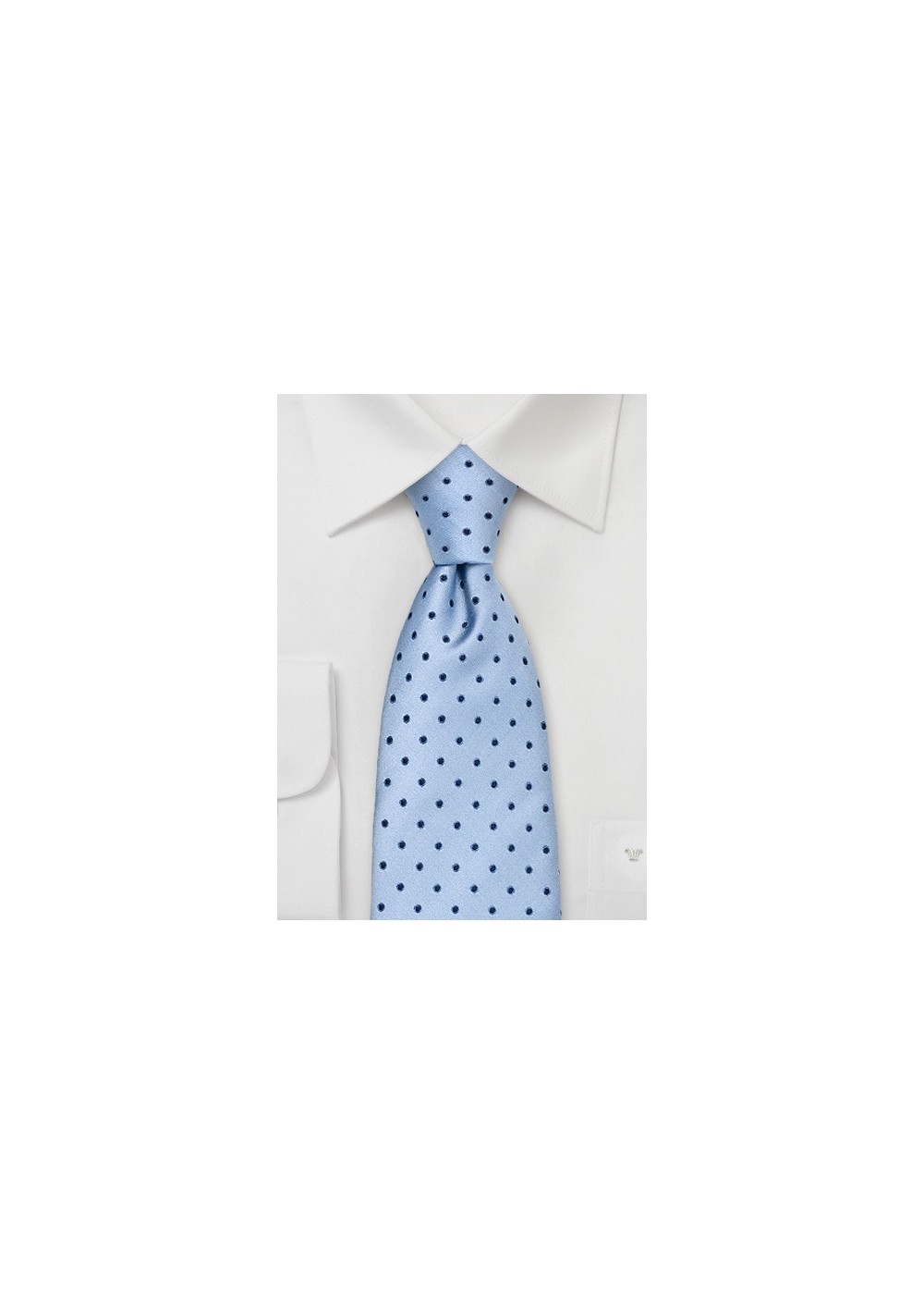 Light Blue Polka Dot Tie in XL Length