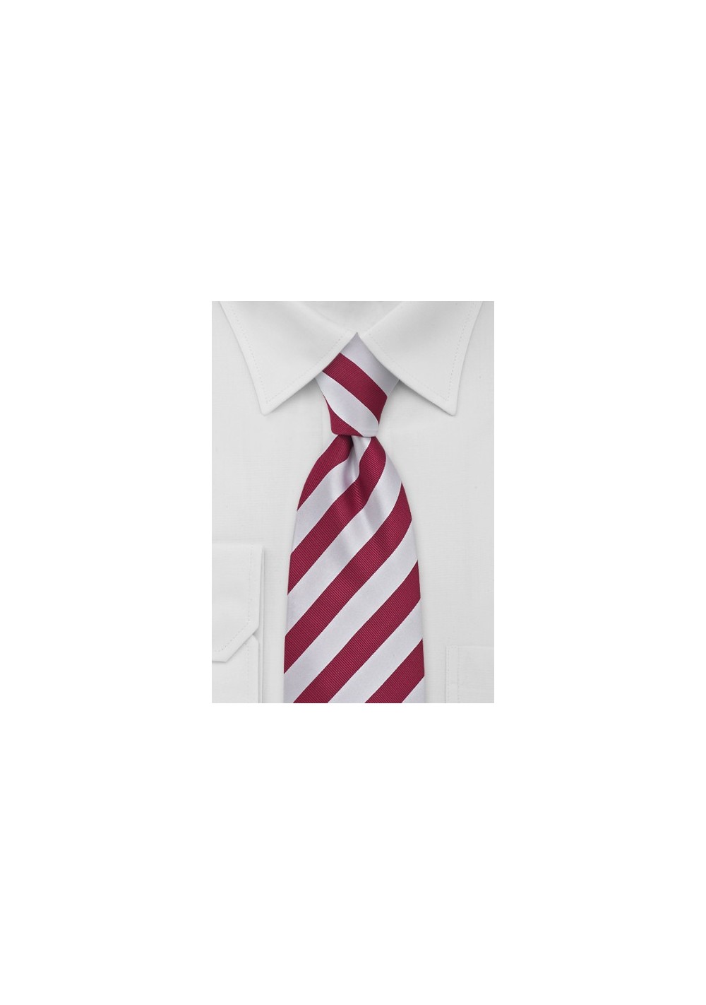 Cherry Red and White Striped Tie