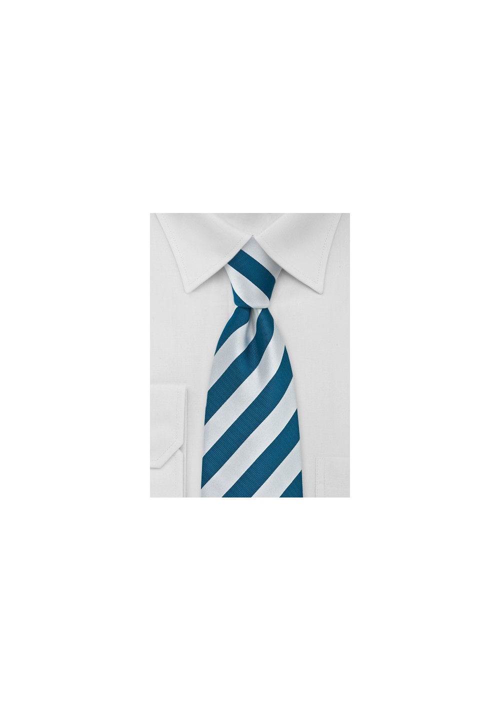 Teal and Silver Striped Necktie