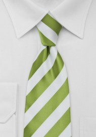 Bright Green and White Striped Tie
