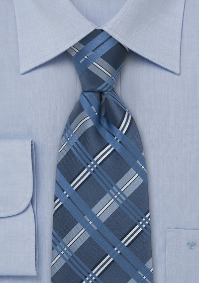 Blue Checkered Silk Tie