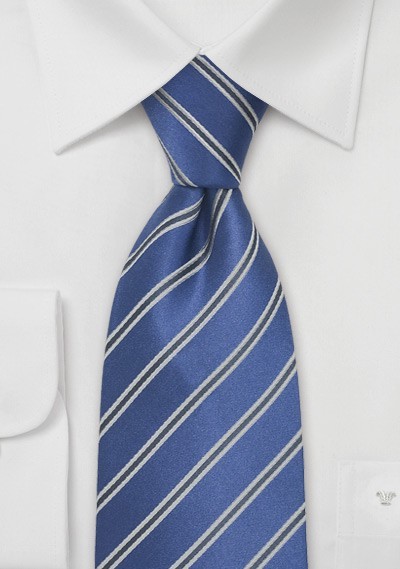Bright Blue Striped Silk Tie