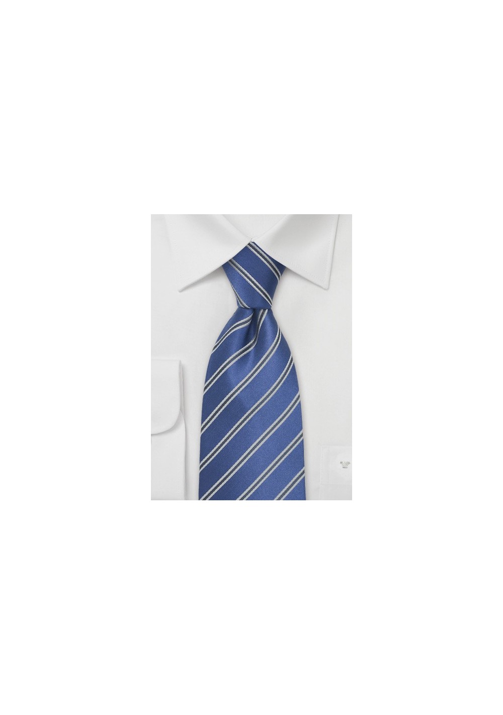 Bright Blue Striped Silk Tie