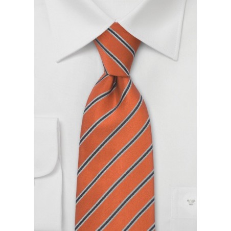 Pumpkin Orange Striped Mens Tie