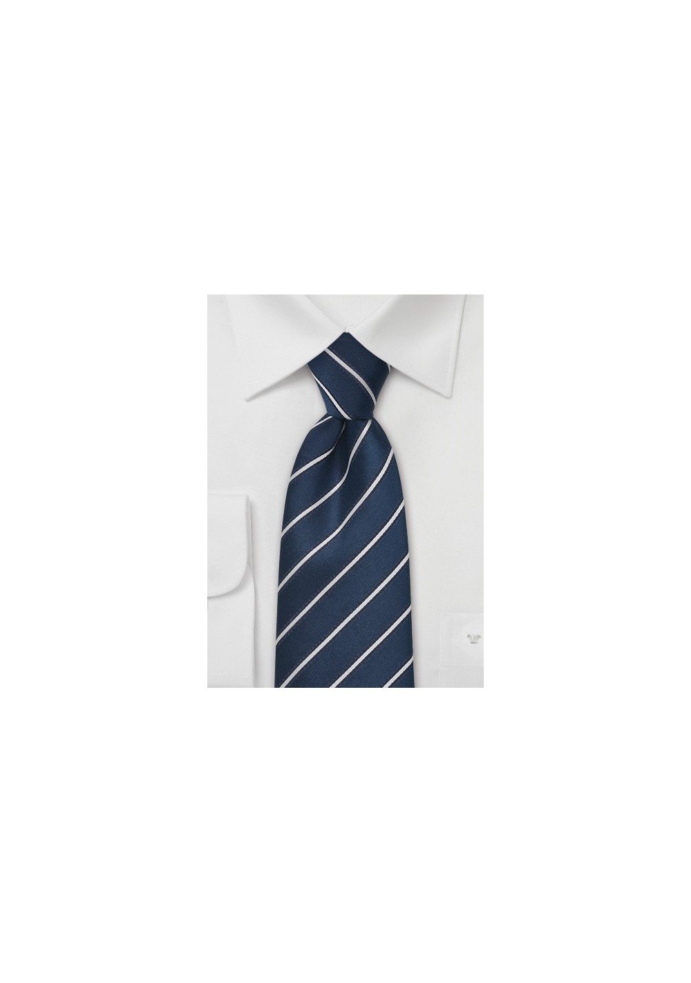 Navy Blue and Silver Silk Tie