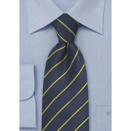 Midnight Blue Striped Silk Tie