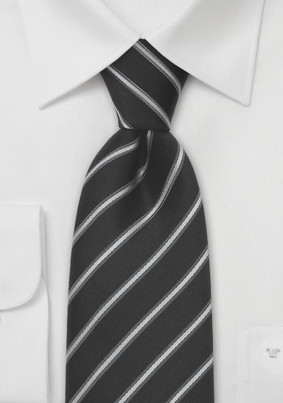 Black and Silver Striped Necktie