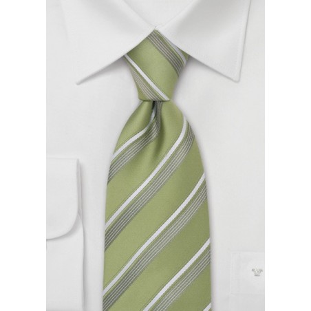 Tea-Green Striped Tie for Kids