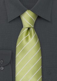 Lime Green Striped Kids Tie