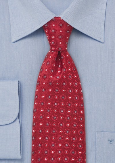 Red Silver White Designer Tie