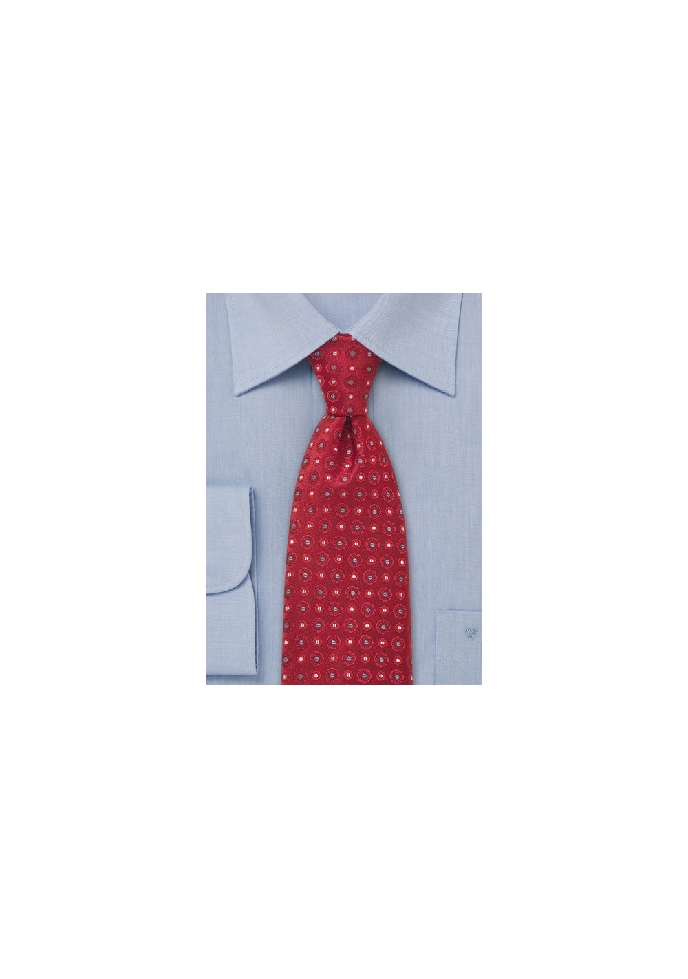 Red Silver White Designer Tie