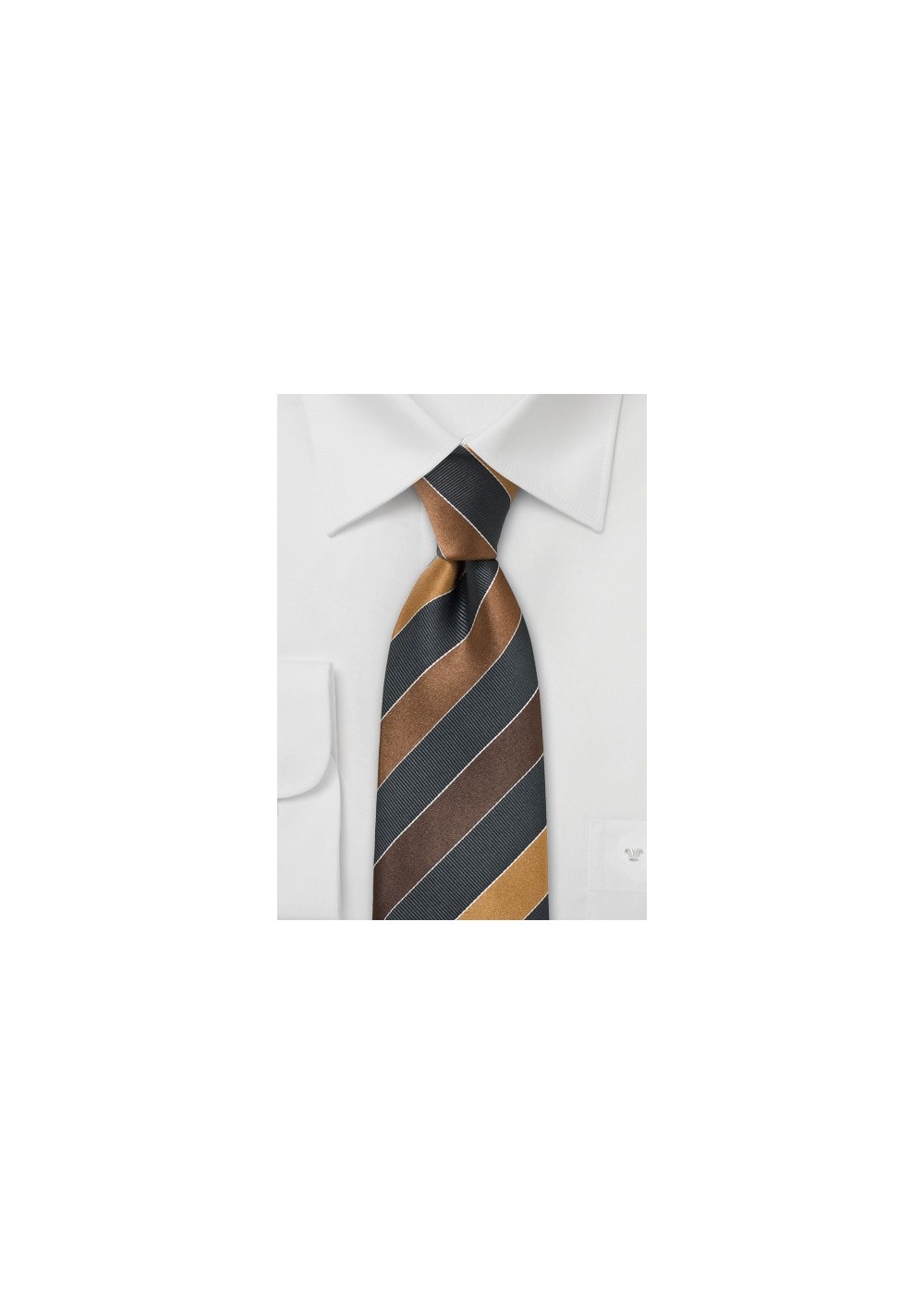 Striped Tie in Bronze, Brown, Gray