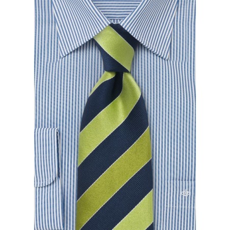 Pear Green and Navy Striped Tie