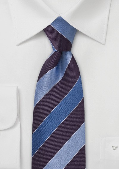 Striped Tie Dark Purple and Blue