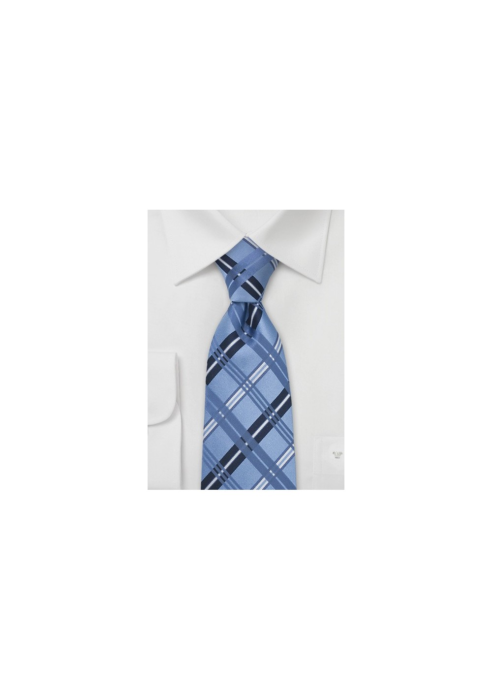 Light Blue Check Pattern Tie