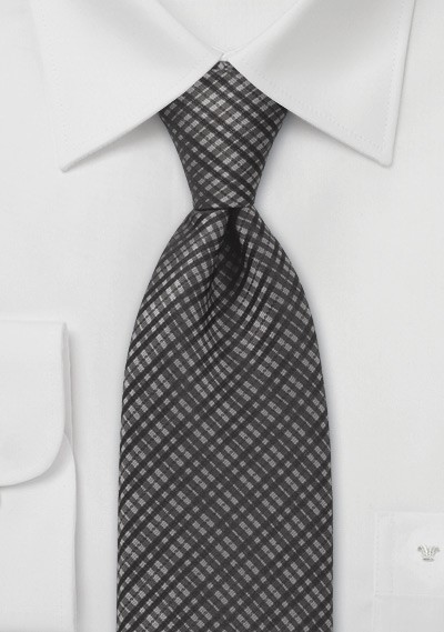 Gray and Charcoal Silk Tie