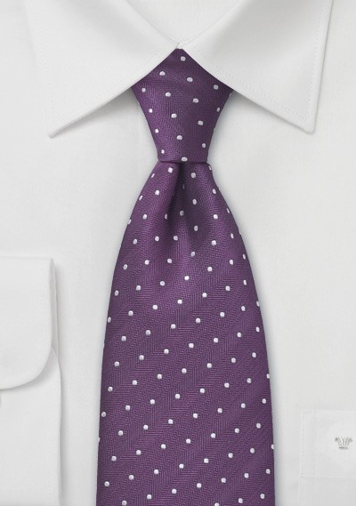 Purple Polka Dot Silk Tie