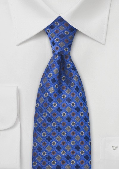 Bright Blue Foulard Silk Tie
