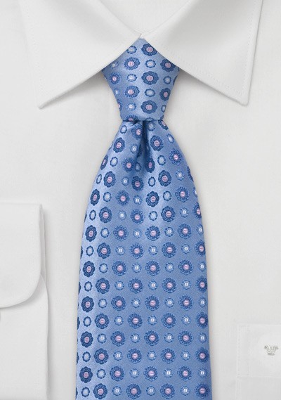 Light Blue and Pink Silk Tie