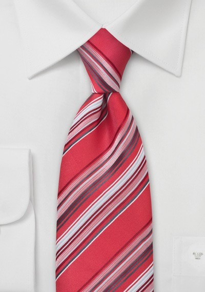 Coral Red Striped Necktie
