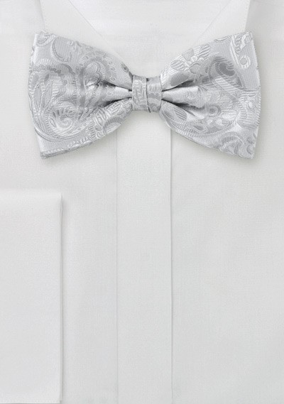 Formal Patterned Silver Bow Tie