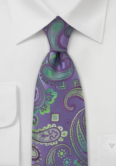 Purple and Green Silk Tie