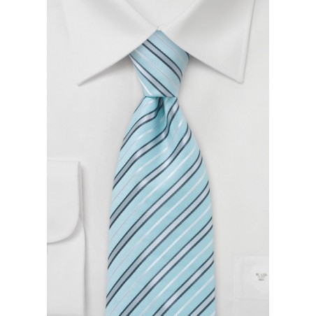 Aqua Blue and Silver Tie