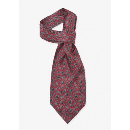 Red and Gray Paisley Ascot