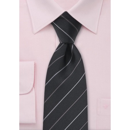 Black and Gray Striped Silk Tie