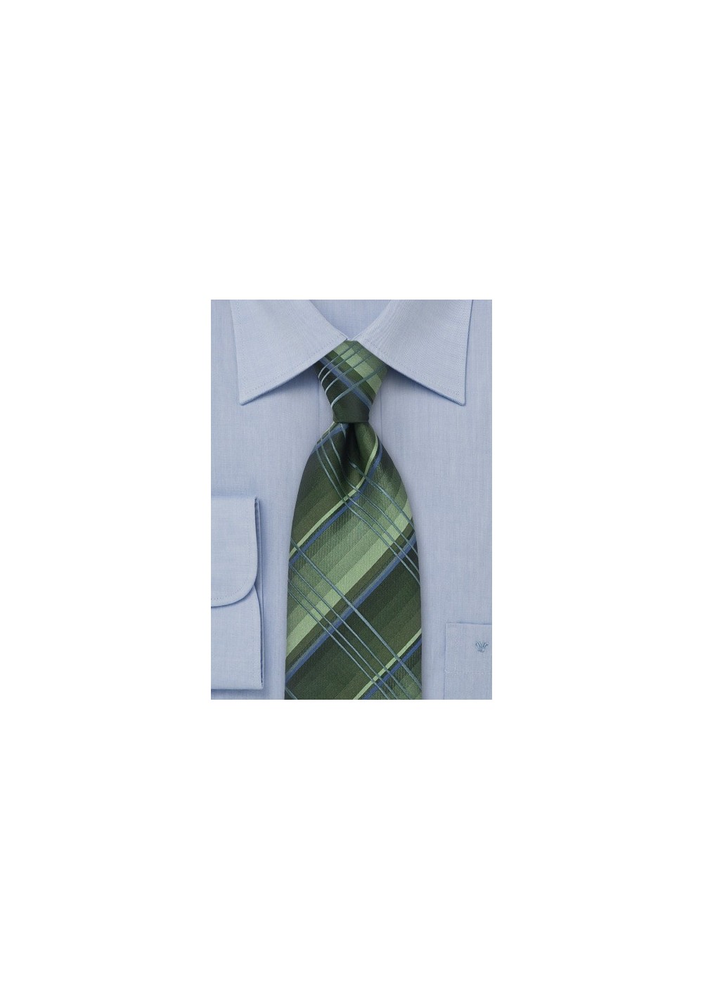 Green and Blue Checkered Necktie