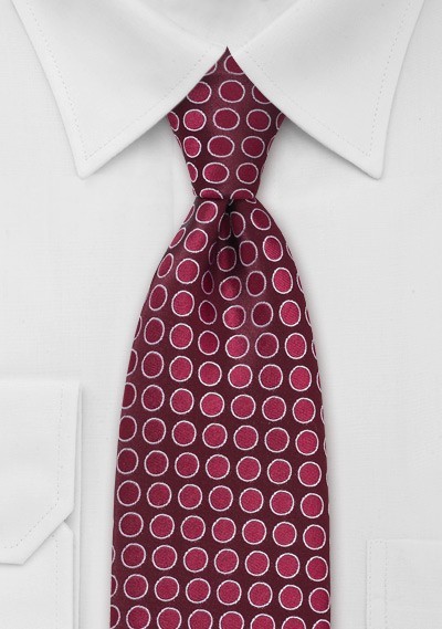 Red Silk Tie with Red Circles