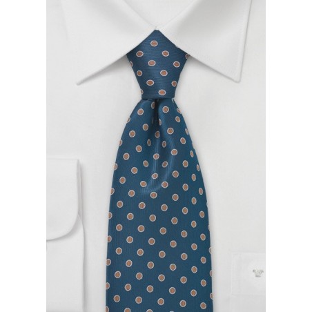 Teal Blue and Copper Dotted Tie