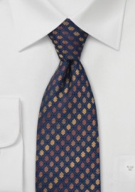 Navy and Bronze Brown Silk Tie