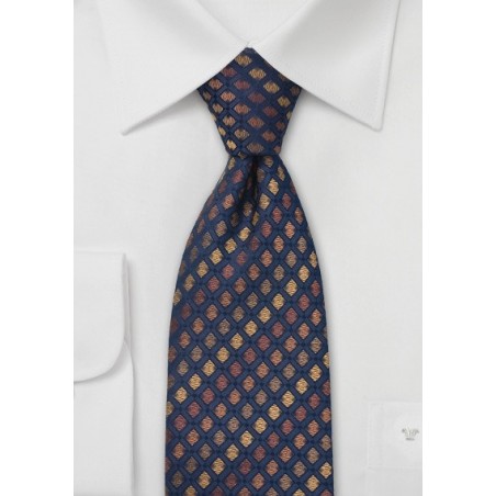 Silk Tie in Dark Blue and Bronze Brown | Cheap-Neckties.com