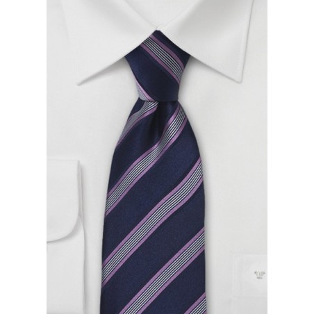 Blue and Mauve Striped Silk Tie