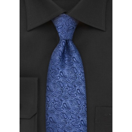Steel Blue Paisley Silk Tie