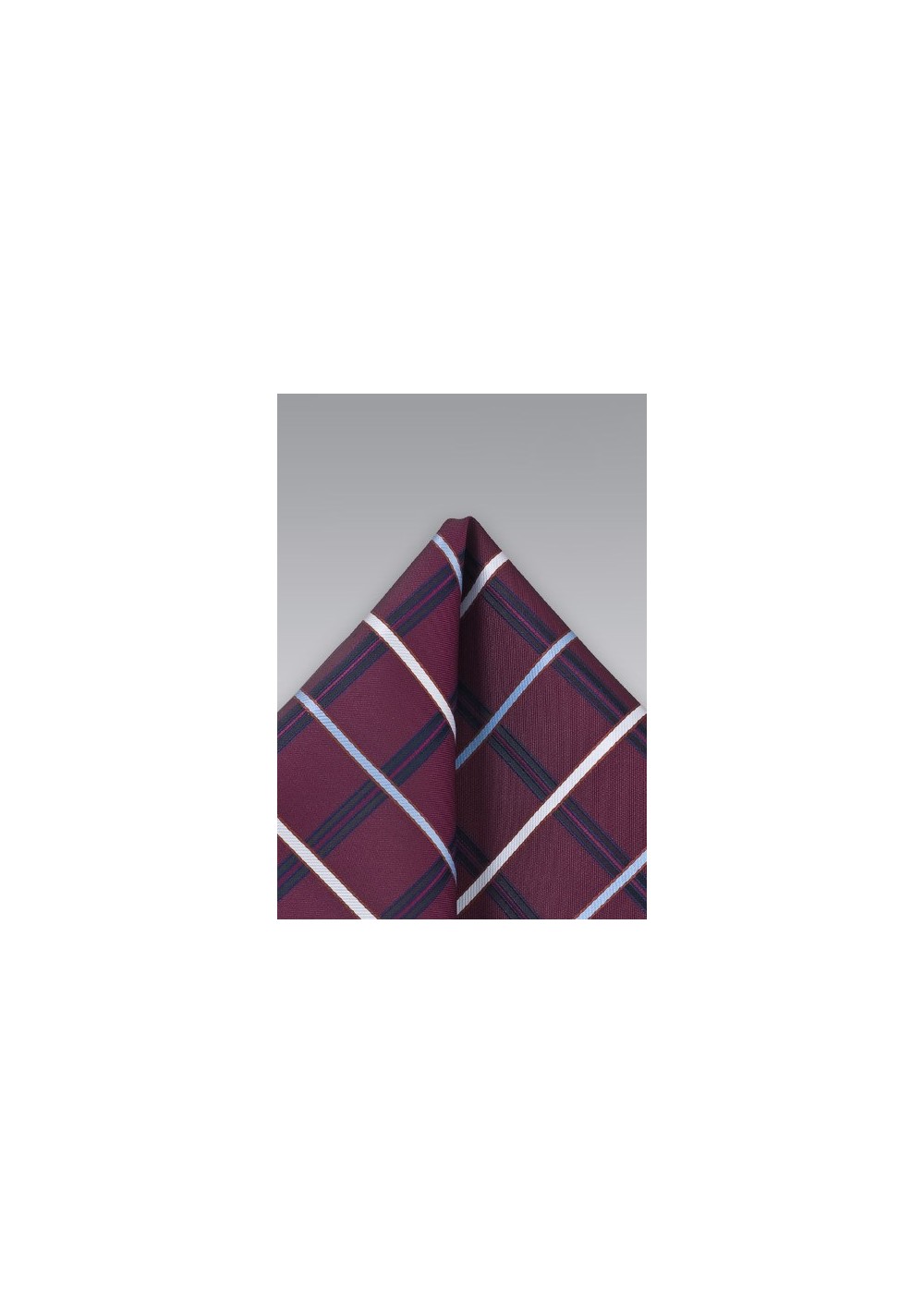 Checkered Pocket Silk in Burgundy