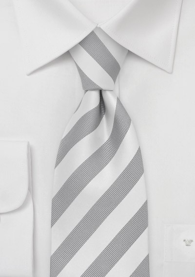 Mens XL Tie in Silver White