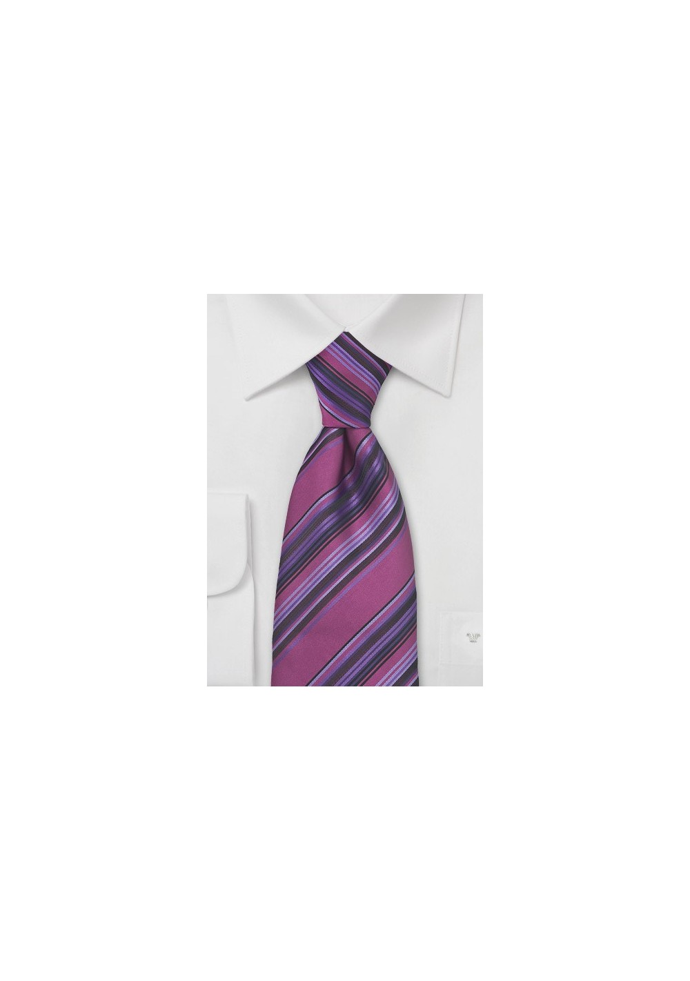 Fuchsia Purple Striped Mens Tie