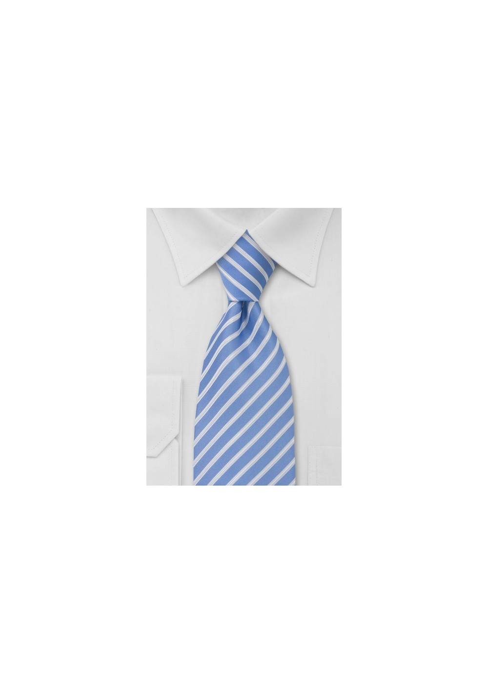 Striped Tie in Light Blue, White