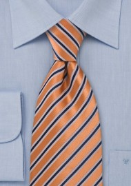 Orange and Navy Striped Tie