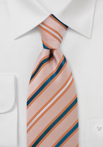 Peach and Blue Striped Tie