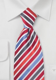 Trendy Red and Blue Striped Tie