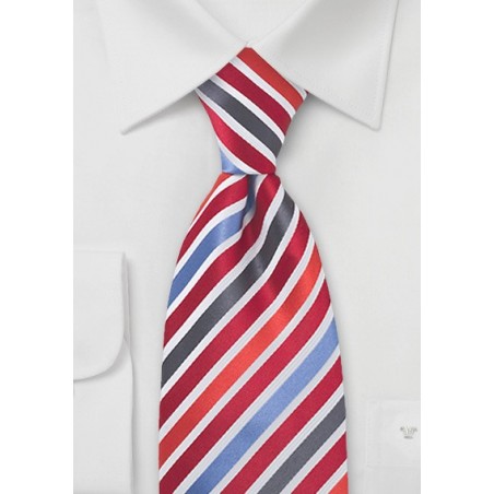 Trendy Red and Blue Striped Tie