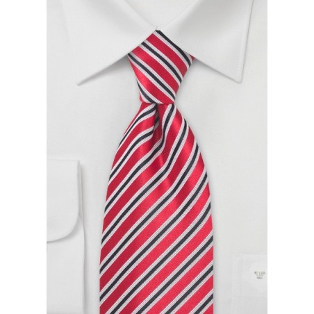 Cherry Red and Black Striped Tie