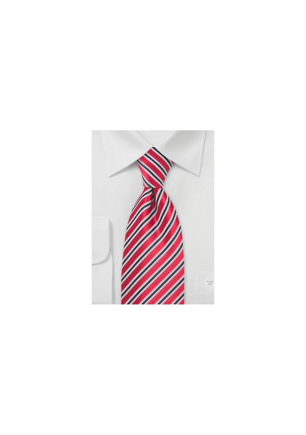 Cherry Red and Black Striped Tie