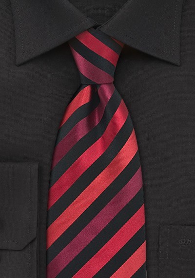 Bright Red and Black Silk Tie